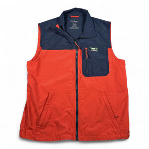 LL Bean Vest Adult MEDIUM Orange Blue Colorblock Mountain Classic Zip Outdoor